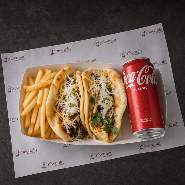 Naan Tacos Spicy Braised Beef Combo.